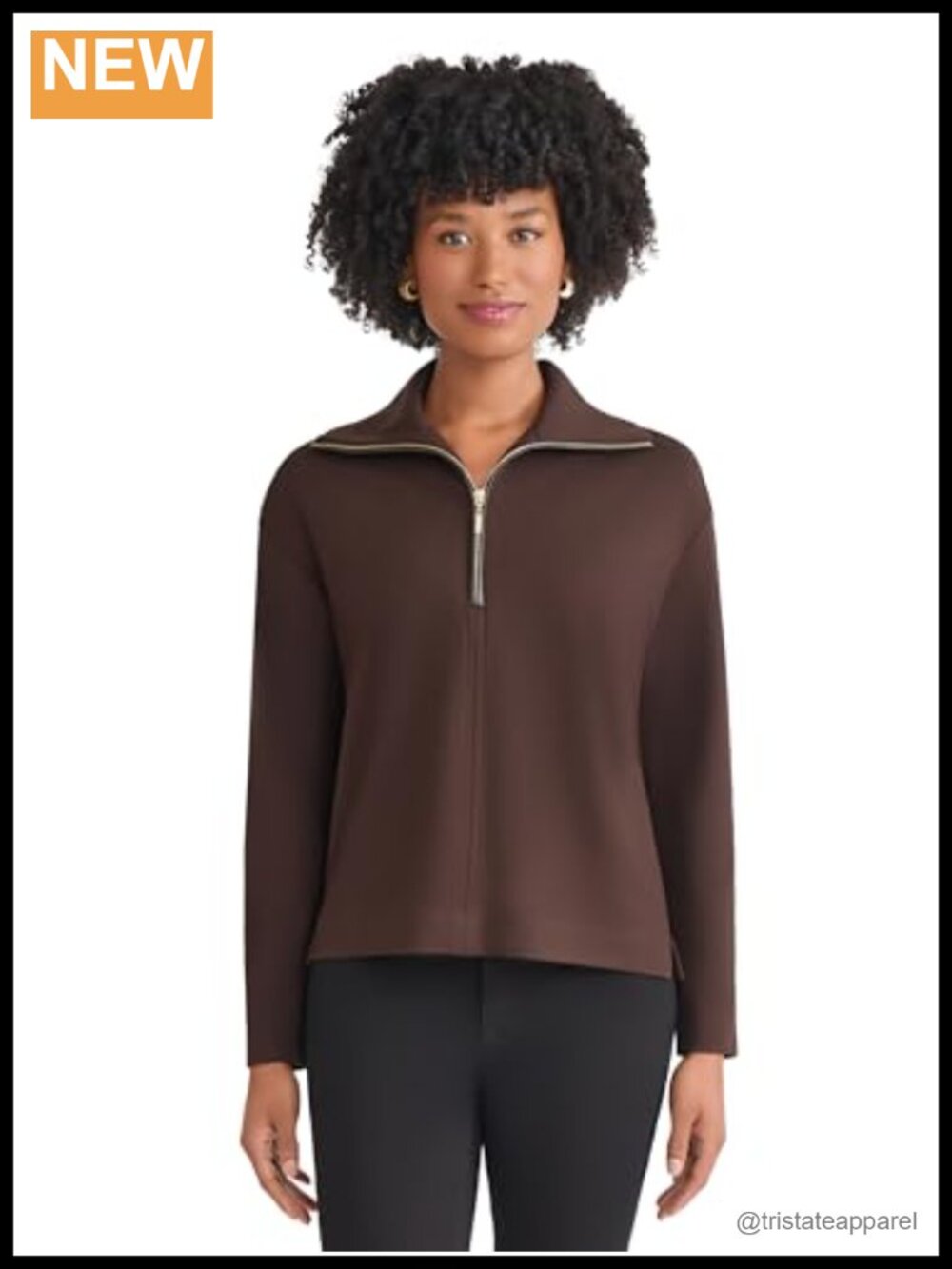 Long Sleeve Zip Front Knit Shirt Viscose Blend